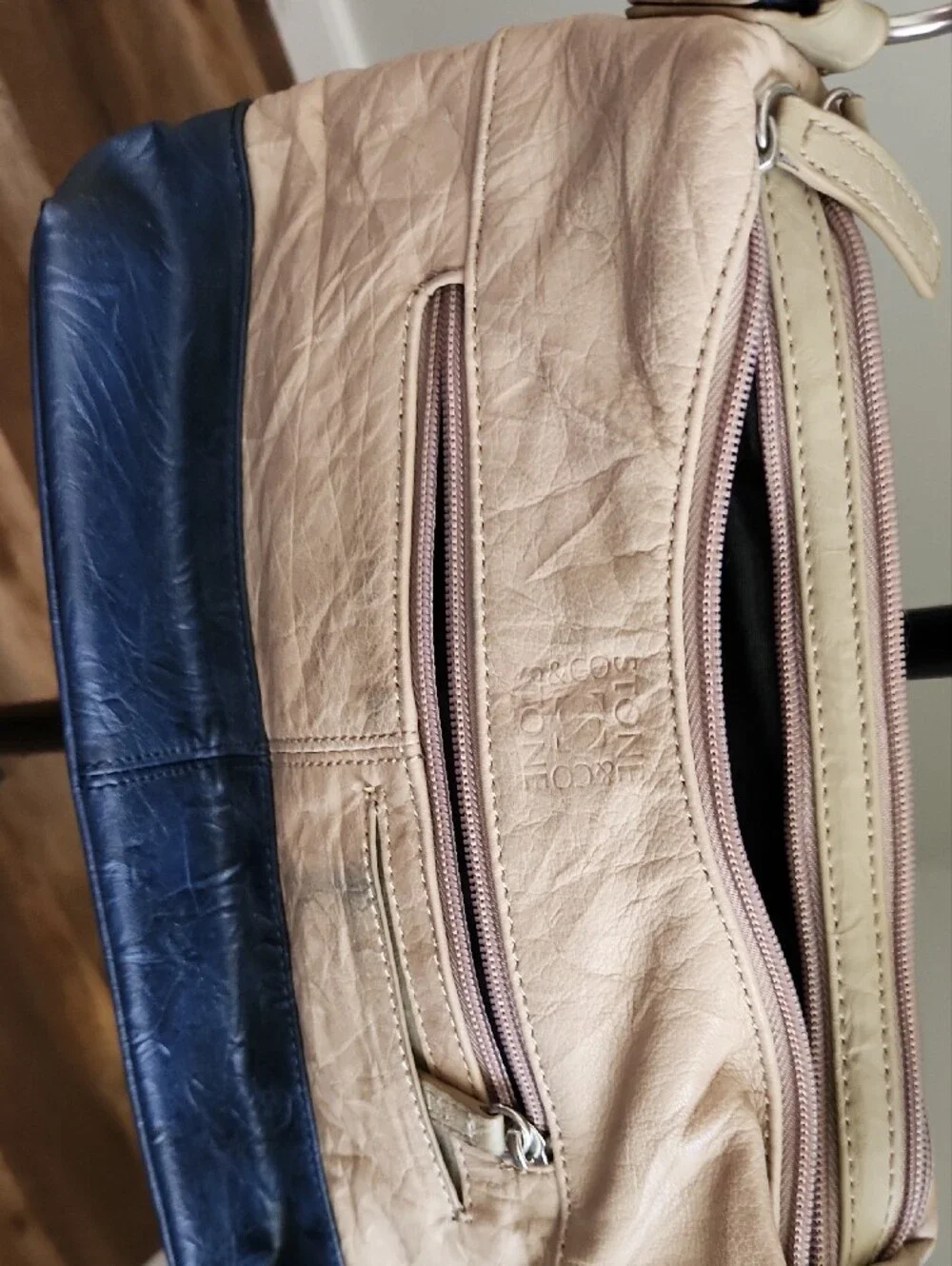 Stone & Co. Beige and Navy Two-Tone Crossbody Bag